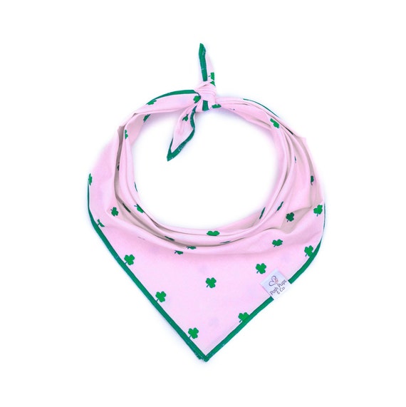 Tiny Shamrocks on Pink Dog Bandana, St. Patrick's Dog Bandana