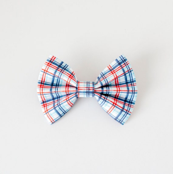 Americana Plaid Dog Bow Tie