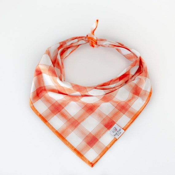 Orange Gingham Bandana, Autumn Gingham Dog Bandana