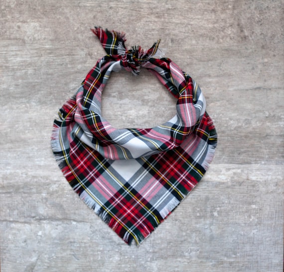 Kelsey Bandana, Christmas Fringe Plaid Dog Bandana,