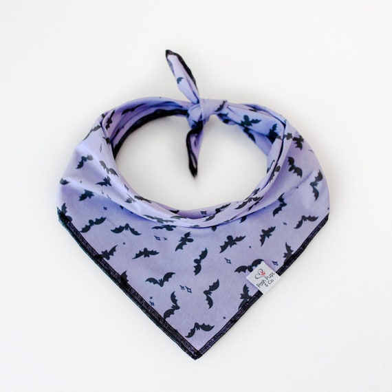 Bats on Heather Purple Bandana, Halloween Dog Bandana