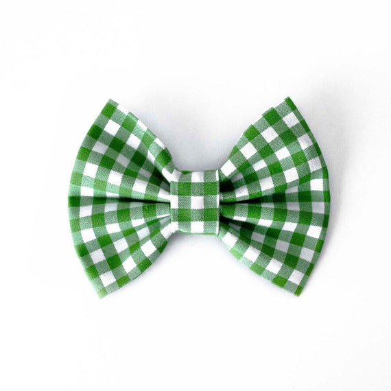 Green Apple Bow Tie, Green Gingham Dog Bow Tie