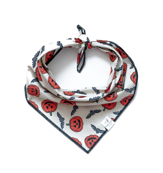 Pumpkins and Bats Dog Bandana, Halloween Dog Bandana