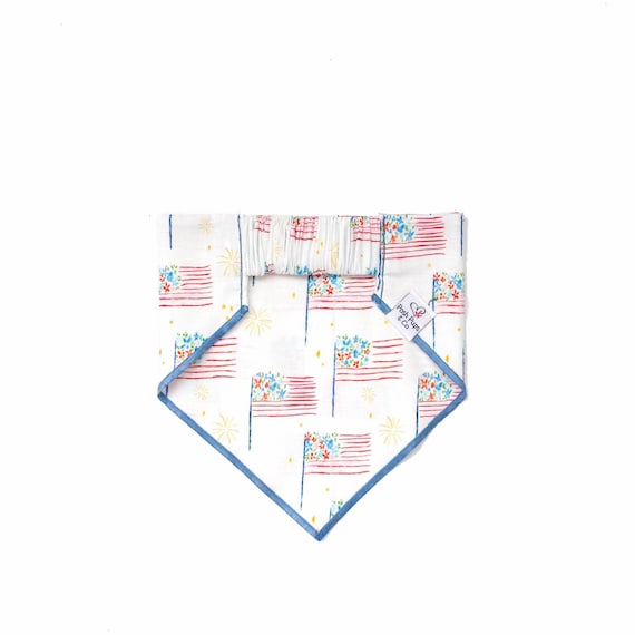 Floral American Flag Scrunchie Dog Bandana