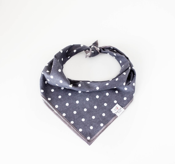 Pollock Dog Bandana, Grey Polka Dots Dog Bandana