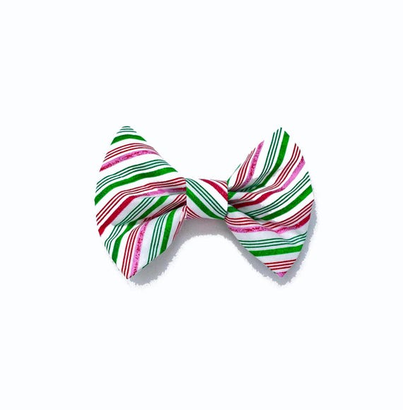 Candy Cane Stripes Dog Bow Tie, Christmas Dog Dog Bow Tie