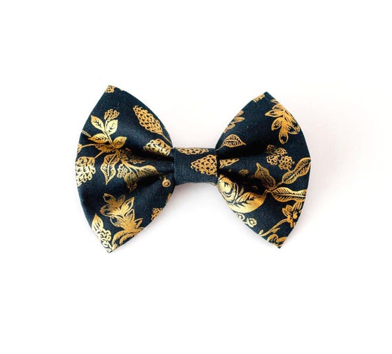 Colette in Gold Metallic Dog Bow Tie