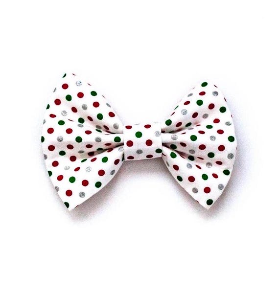 Christmas Dots Dog Bow Tie, Christmas Dog Dog Bow Tie