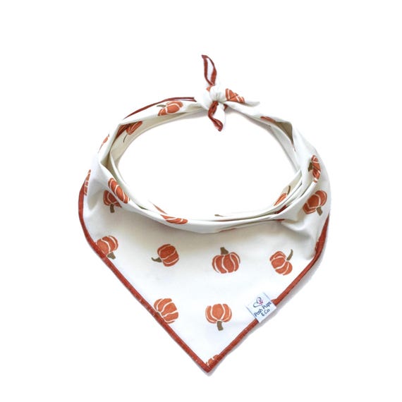 Orange Pumpkin Dog Bandana: Handmade Fall Pet Scarf