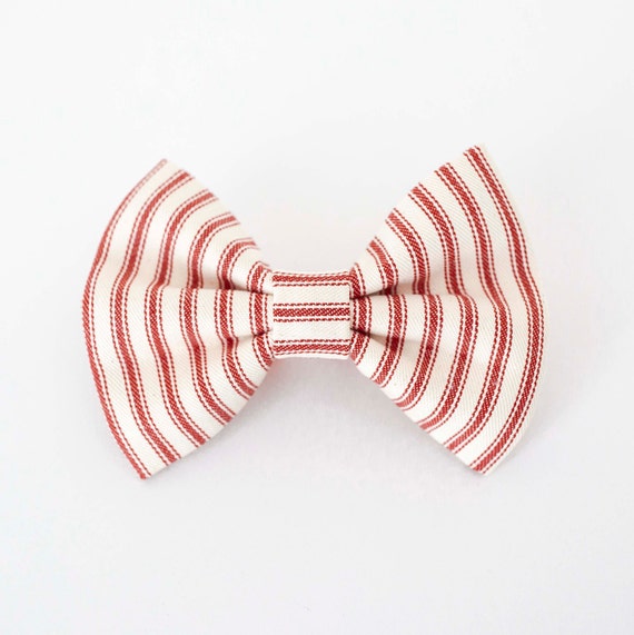 Jake Dog Bow Tie, Red Ticking Strip Dog Bow Tie