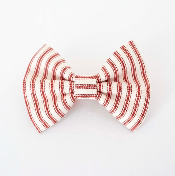 Jake Dog Bow Tie, Red Ticking Strip Dog Bow Tie