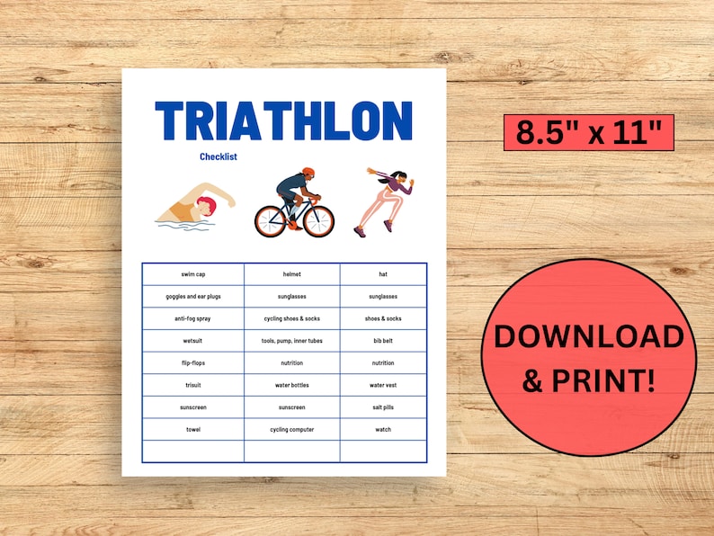 Triathlon Checklist Etsy