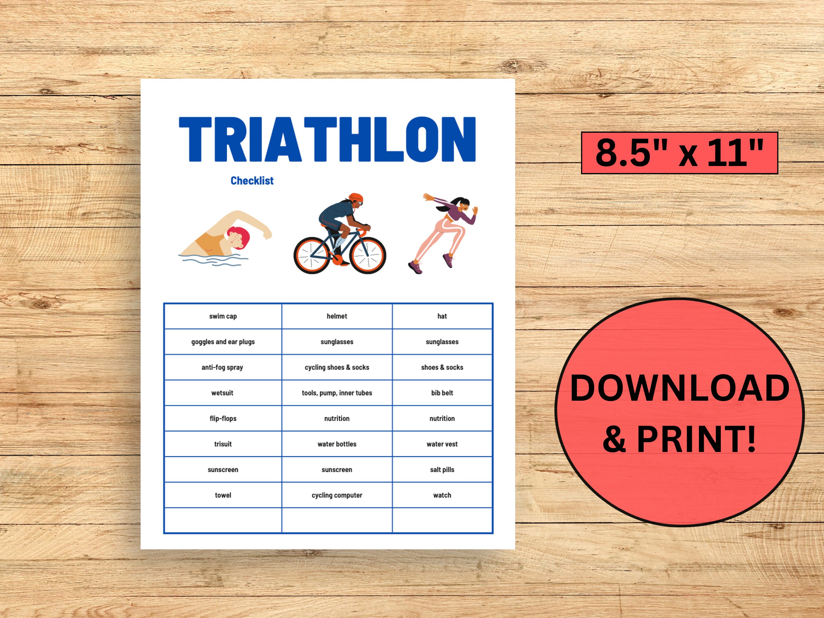 Triathlon Checklist Etsy