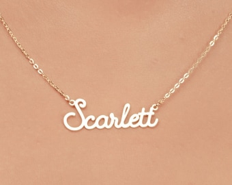 14k Solid gold NAME NECKLACE -Gold Name necklace - Personalized jewelry - Personalized Necklace - Personalized Bridesmaid Gifts - For mom