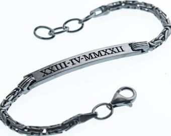 Personalized Men's Bracelet - Custom Name Bracelet  - Block Name Bracelet - Personalized jewelry - Byzantine Chain Bracelet
