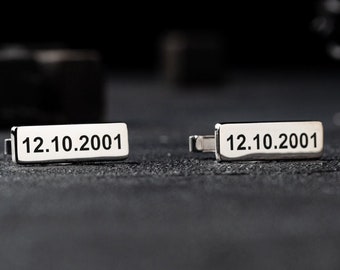 Silver Personalised Engraved Initial SQUARE Cufflinks - Groomsmen Gifts - Personalized Cufflinks - Wedding Cufflinks for Groom