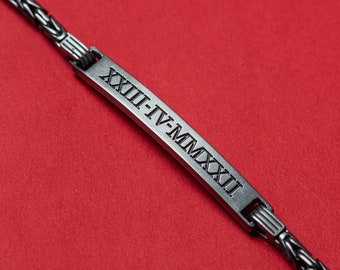 Personalized Men's Bracelet - Custom Name Bracelet  - Block Name Bracelet - Personalized jewelry - Byzantine Chain Bracelet