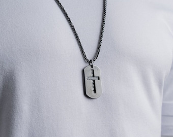 Personalized CROSS NECKLACE - Men's Cross Necklace - Customized Cross Necklace - Mens Necklace - Sterling Silver Dainty Cross Pendant