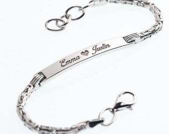 Personalized Men's Bracelet - Custom Name Bracelet  - Block Name Bracelet - Personalized jewelry - Byzantine Chain Bracelet