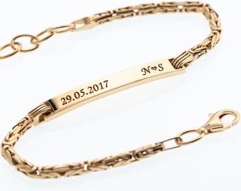 Personalized Men's Bracelet - Custom Name Bracelet  - Block Name Bracelet - Personalized jewelry - Byzantine Chain Bracelet