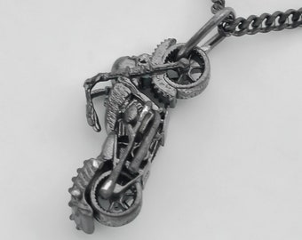 Motorcycle Necklace - Black Bar Necklace - Custom Men Necklace - Mens Necklace - Black jewelry for men - Harley Davidson Necklace
