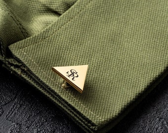 Elegant Personalized Triangle Cufflinks, Engrave Initials/Date - Perfect Christmas Gift for Him. Distinctive Accessory for Special Occasions