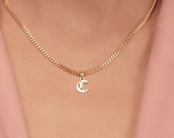 Gothic Initial Necklace - Gold Necklace - Custom Name Necklace - Old English Name Necklace - Personalized Name Necklace - Christmas gift