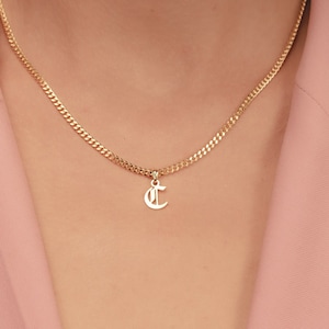 Gothic Initial Necklace - Gold Necklace - Custom Name Necklace - Old English Name Necklace - Personalized Name Necklace - Christmas gift