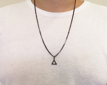 Men's Triangle Necklace - Custom Men Necklace - Mens Necklace -  Men's necklaces - Black jewelry for men - Triangle Pendant Necklace