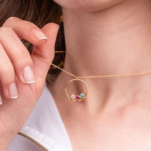 Gepersonaliseerde Birthstone Ketting • Gouden Birthstone Ketting • Sierlijke Birthstone Ketting • Familie Birthstone Kettingen