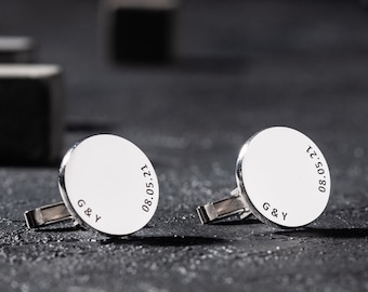 Custom Engraved 925K Silver Cufflinks | Unique Men's Accessory | Handcrafted Luxury Jewelry | Ideal Personalized Gift | Perfect for New Year