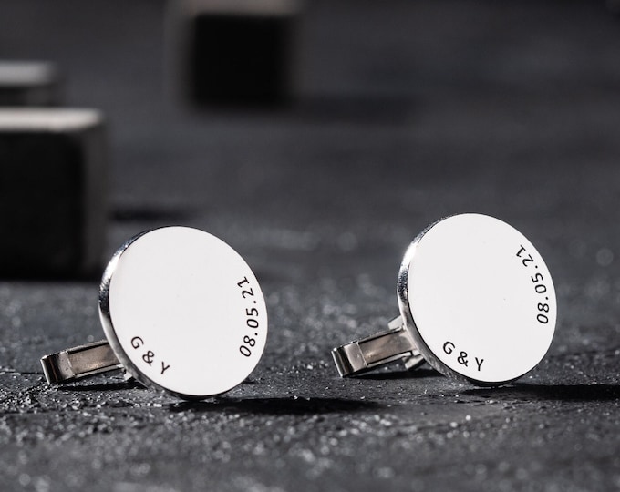 Custom Engraved 925K Silver Cufflinks | Unique Men's Accessory | Handcrafted Luxury Jewelry | Ideal Personalized Gift | Perfect for New Year