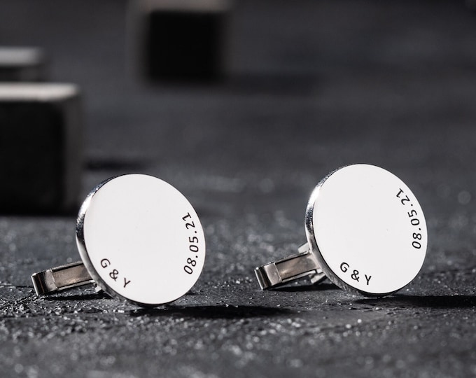 Custom Engraved Sterling Silver Cufflinks: Personalized Initial Jewelry