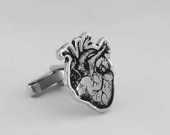 Heart Cufflinks - Men's Cufflinks - Groom cufflinks - Groomsmen gift - Groomsmen Cufflinks - Father Gift - Cufflinks - Heart Cufflink