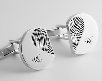 Fingerprint Cufflinks - Letters Cufflinks - Initials Cufflinks - Groom cufflinks - Groomsmen gift - Groomsmen Cufflinks - Father Gift