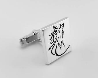Horse personalized cufflinks - Groom Wedding Cufflinks  - Cufflinks - Groom cufflinks - Groomsmen gift - Groomsmen Cufflinks - Father Gift