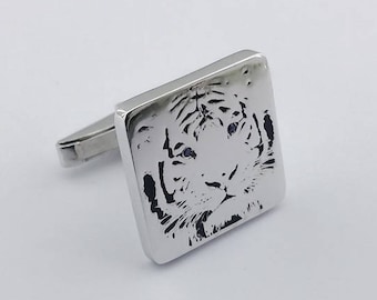 Tiger personalized cufflinks - Groom Wedding Cufflinks - Groom cufflinks - Groomsmen gift - Groomsmen Cufflinks - Father Gift - Cufflinks