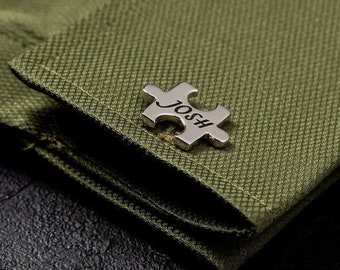Puzzle Cufflinks - Groom cufflinks - Groomsmen gift - Handmade Jigsaw Puzzle cufflink - Puzzle Piece Cuff Links - Groomsmen Cufflinks