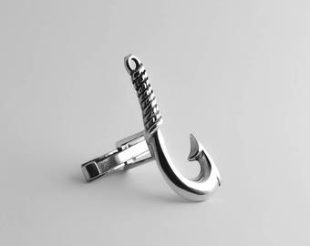 Fishing hook cufflinks - Groom cufflinks - Groomsmen gift - Groomsmen Cufflinks - Father Gift - Personalized cufflinks - cufflinks