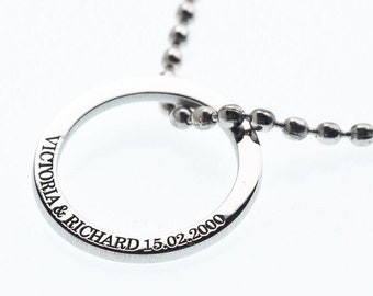 Mens Ring Necklace - Sterling Silver ENGRAVED CUSTOM NECKLACE for Men - Mens Necklace - Custom Men Necklace - Men's necklaces