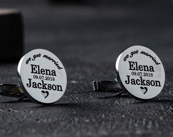 WEDDING CUFFLINKS - Custom Cufflinks for Best Man, Personalized Cuff Links, Wedding Gift, Groomsman Gifts, Wedding Day Gift for Husband