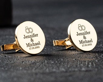 WEDDING CUFFLINKS - Custom Cufflinks for Best Man, Personalized Cuff Links, Wedding Gift, Groomsman Gifts, Wedding Day Gift for Husband