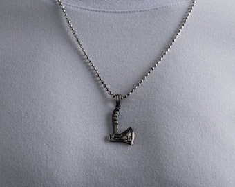 Silver Battle Axe Necklace - Mens Silver Axe Pendant With Chain - Viking Batte Axe Pendant in Silver - Men's necklaces, Silver  Men Necklace