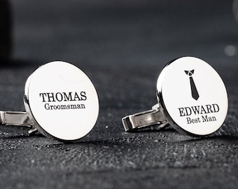 WEDDING CUFFLINKS - Custom Cufflinks for Best Man, Personalized Cuff Links, Wedding Gift, Groomsman Gifts, Wedding Day Gift for Husband