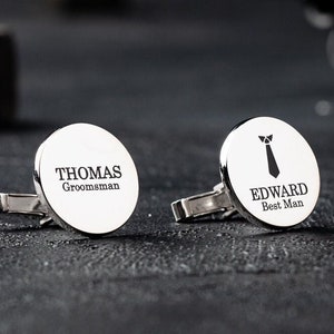 WEDDING CUFFLINKS - Custom Cufflinks for Best Man, Personalized Cuff Links, Wedding Gift, Groomsman Gifts, Wedding Day Gift for Husband