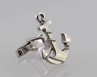 Anchor Cufflinks - Silver Anchor Cuff links - Groom Wedding Cufflinks - Groom cufflinks - Groomsmen gift - Groomsmen Cufflinks - Father Gift