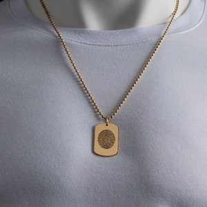 Fingerprint Mens Necklace - Custom Fingerprint Necklace - Custom Bar Necklace - Custom Men Necklace - Men&#39;s necklaces - Silver  Men Necklace
