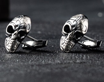 Sterling Silver SKULL CUFFLINKS - Best man cufflink - Groomsmen Cufflinks - Mens Jewelry
