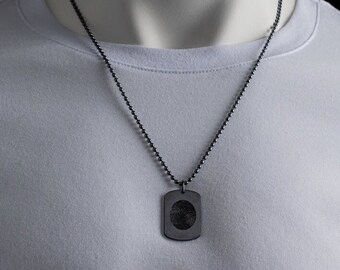 Fingerprint Mens Necklace - Custom Fingerprint Necklace - Custom Bar Necklace - Custom Men Necklace - Men's necklaces - Silver  Men Necklace