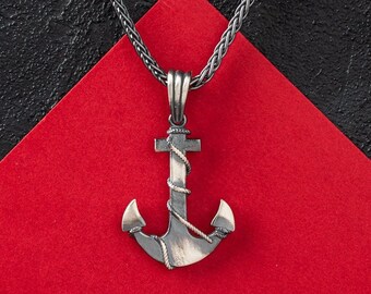 Silver Anchor Necklace - Sailor Men Necklace - Anchor Pendant - Handmade Sterling Silver Anchor Necklace -Mens Necklace - Gift for men